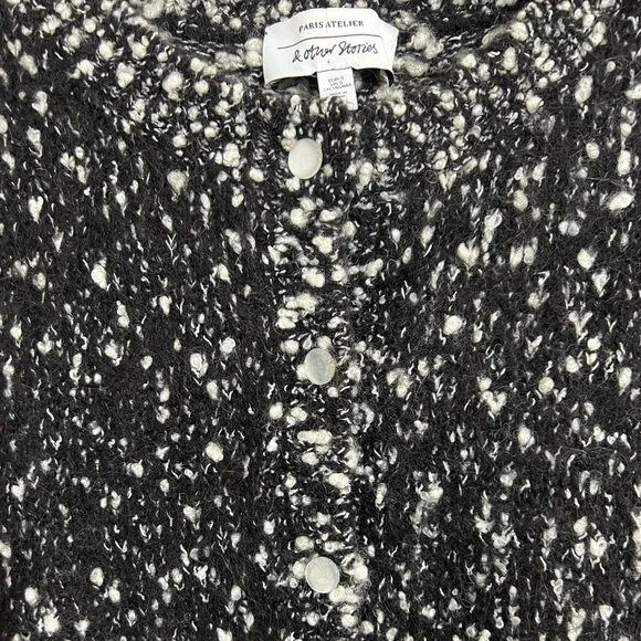 & Other Stories Paris Atelier Puff Sleeve Boucle Cropped Cardigan Sweater Size S - Picture 8 of 14